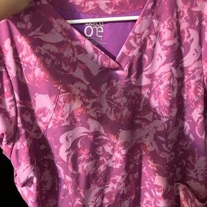 Barco One Pink Floral Scrub Top